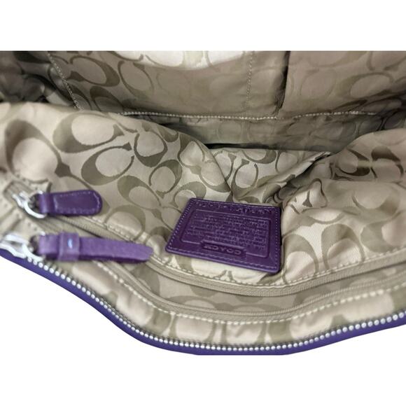 Coach Hamptons Carryall Handbag Purple Plum Suede Zip Purse Tote Bag - Picture 6 of 6